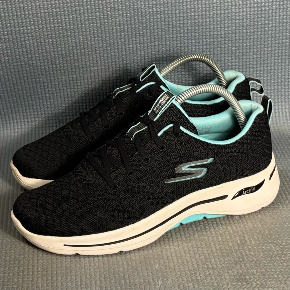 Skechers Black and Teal Athletic Sneakers